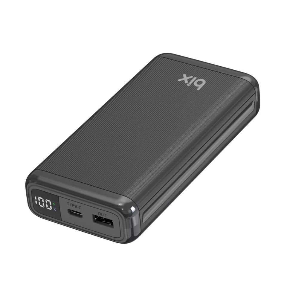 Bix BXPB21 20000MAH USB-A 22.5W VE TYPE-C PD 20W Çift Çıkışlı Led Ekranlı Powerbank Siyah